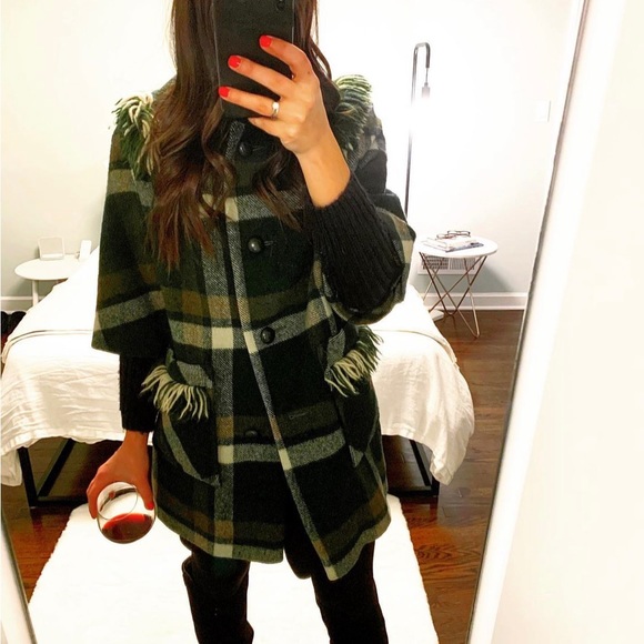 60s Vintage Betty Rose Wool plaid cape Coat - Picture 1 of 8